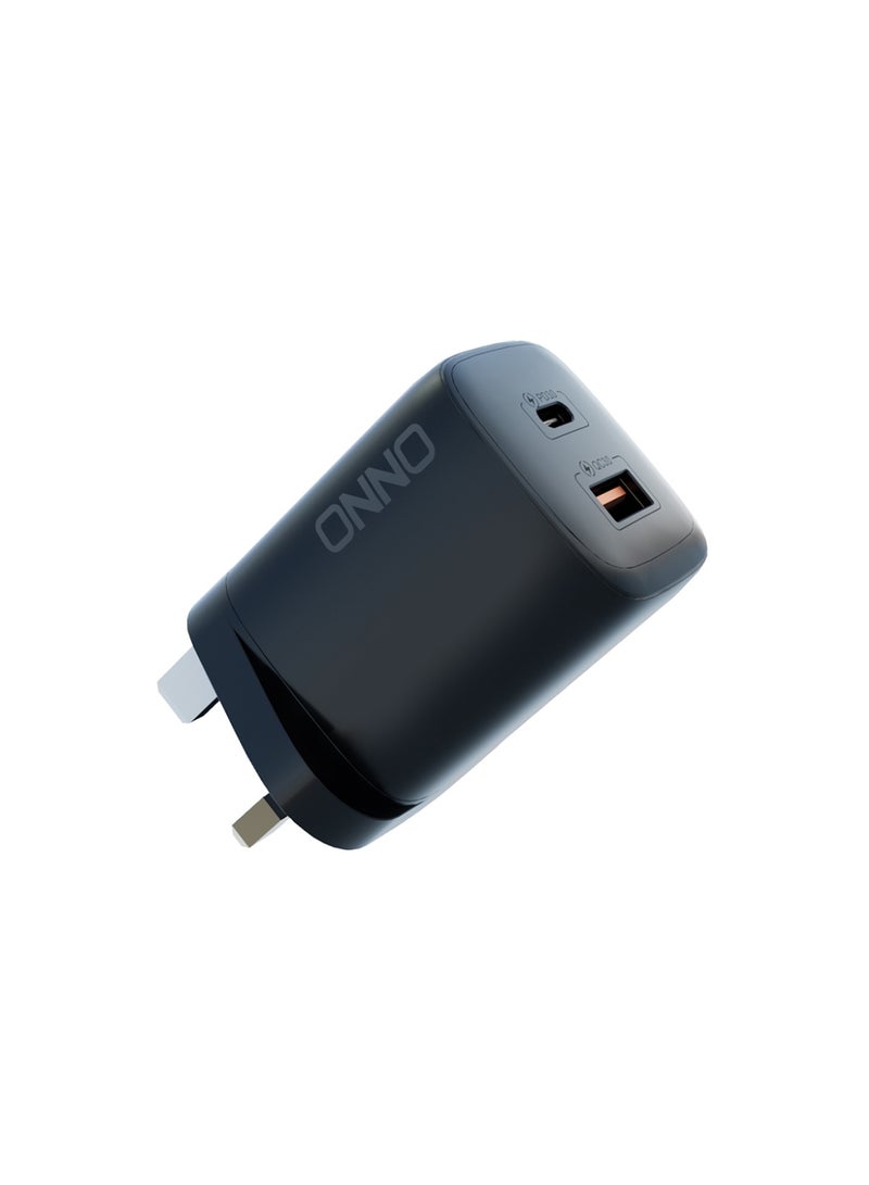 Onno 45W USB-C GaN Charger, Dual Port (USB-C + USB-A) Fast Charger with PD3.0/PPS/QC3.0, Compact Portable Charger for MacBook, iPhone, Samsung, Laptops, iPad, Nintendo Switch, iOS and Android , and More UK Standard - Image 1